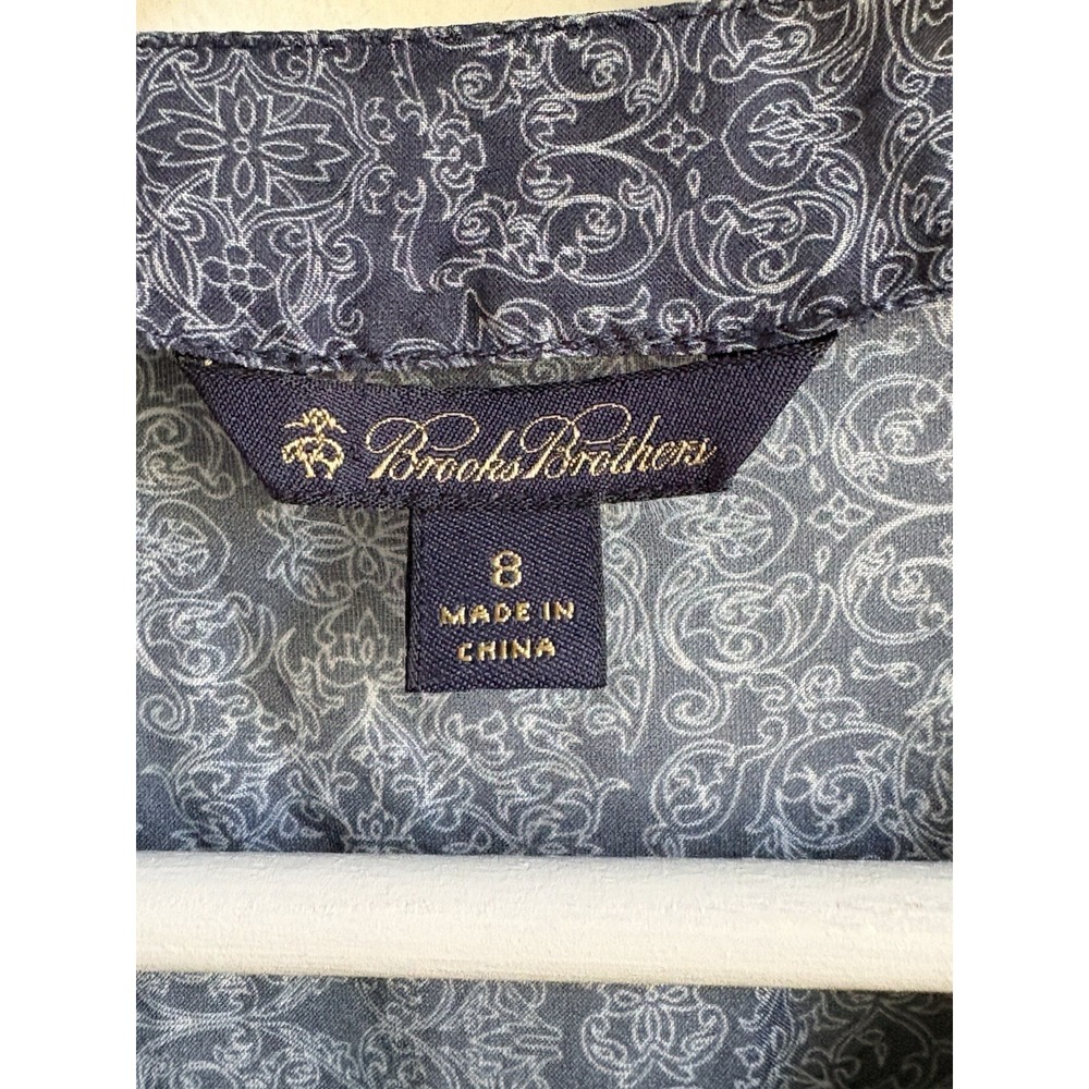 Brooks Brothers Blouse Women's 8 Blue White Paisley Silk preppy academia sheer - Picture 3 of 7